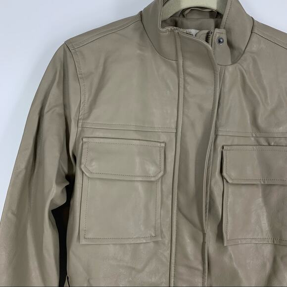 A New Day Faux Leather Jacket Tan Women’s Size XS NEW - Picture 4 of 11